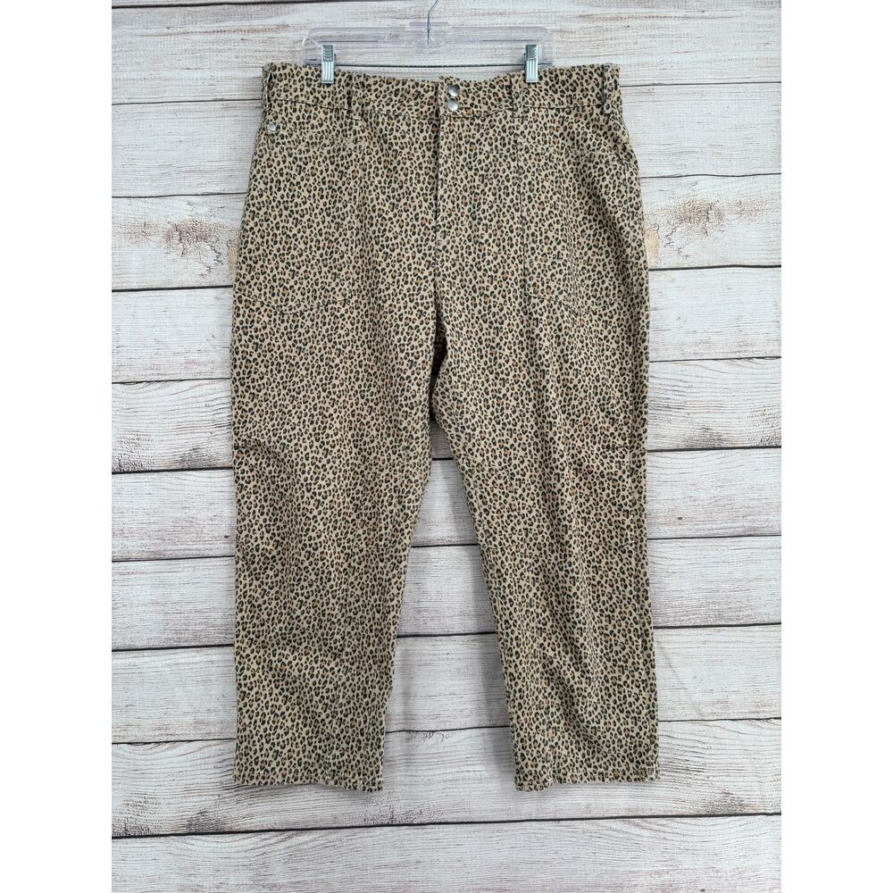 Pilcro Anthropologie Animal Print Barrel Jeans Womens 34 Beige Black